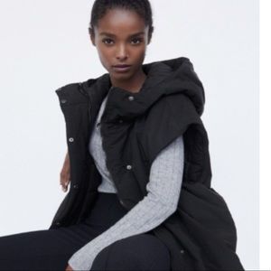 Long Quilted Hooded Puffer Vest
